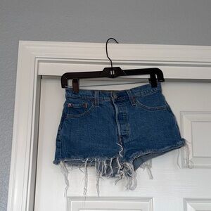 Levi's Blue Distressed Jean Shorts
